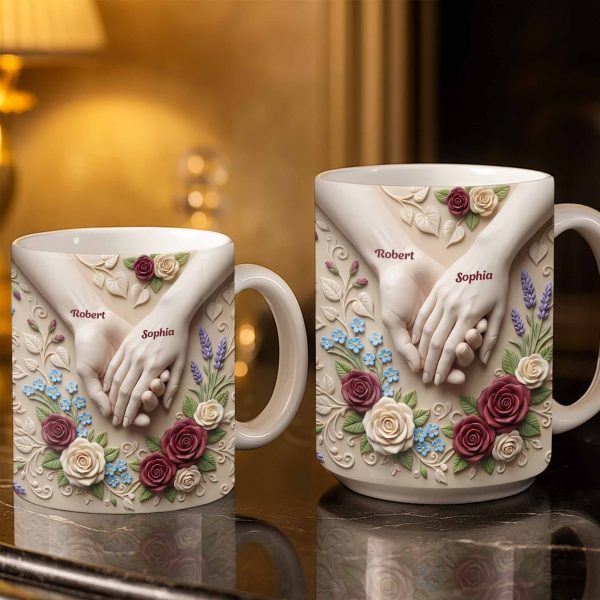 Celebrate Love And Commitment, Hands And Roses - Personalized Custom Coffee Mug - CPL1187_MG Celebrate Love And Commitment, Hands And Roses - Personalized Custom Coffee Mug - CPL1187_MG