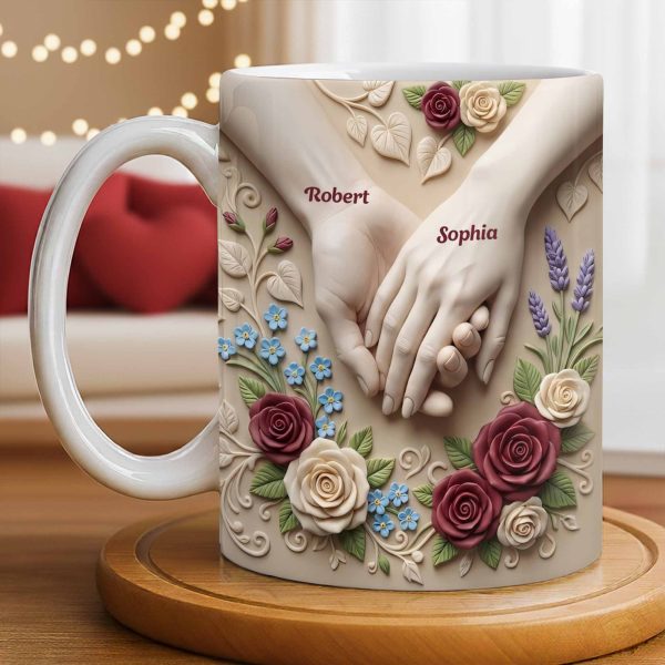 Celebrate Love And Commitment, Hands And Roses - Personalized Custom Coffee Mug - CPL1187_MG Celebrate Love And Commitment, Hands And Roses - Personalized Custom Coffee Mug - CPL1187_MG