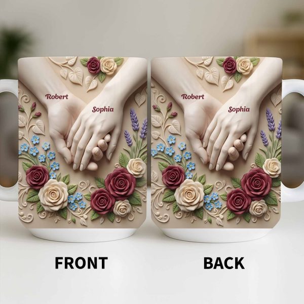 Celebrate Love And Commitment, Hands And Roses - Personalized Custom Coffee Mug - CPL1187_MG Celebrate Love And Commitment, Hands And Roses - Personalized Custom Coffee Mug - CPL1187_MG