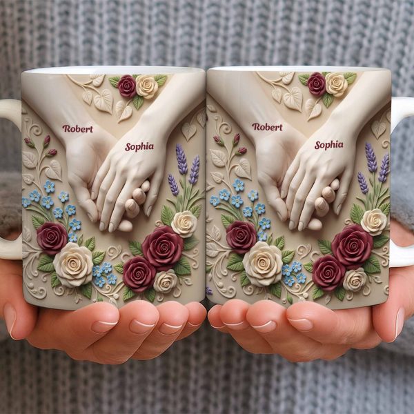 Celebrate Love And Commitment, Hands And Roses - Personalized Custom Coffee Mug - CPL1187_MG Celebrate Love And Commitment, Hands And Roses - Personalized Custom Coffee Mug - CPL1187_MG