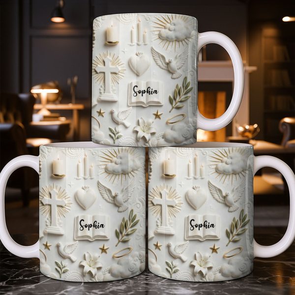 Celebrate Spirituality With Symbols Of Faith Including Cross And Dove - Personalized Custom Coffee Mug - FTH124_MG Celebrate Spirituality With Symbols Of Faith Including Cross And Dove - Personalized Custom Coffee Mug - FTH124_MG