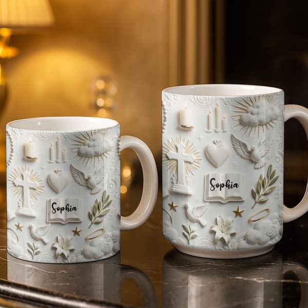 Celebrate Spirituality With Symbols Of Faith Including Cross And Dove - Personalized Custom Coffee Mug - FTH124_MG Celebrate Spirituality With Symbols Of Faith Including Cross And Dove - Personalized Custom Coffee Mug - FTH124_MG