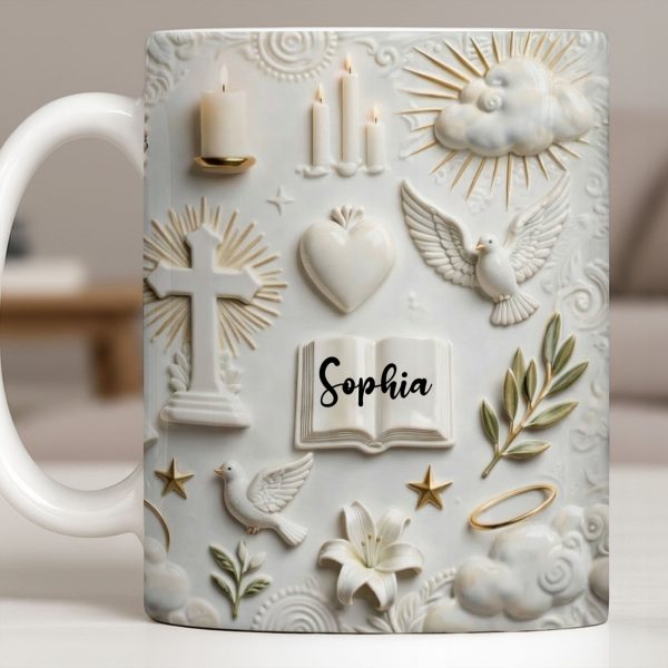 Celebrate Spirituality With Symbols Of Faith Including Cross And Dove - Personalized Custom Coffee Mug - FTH124_MG Celebrate Spirituality With Symbols Of Faith Including Cross And Dove - Personalized Custom Coffee Mug - FTH124_MG