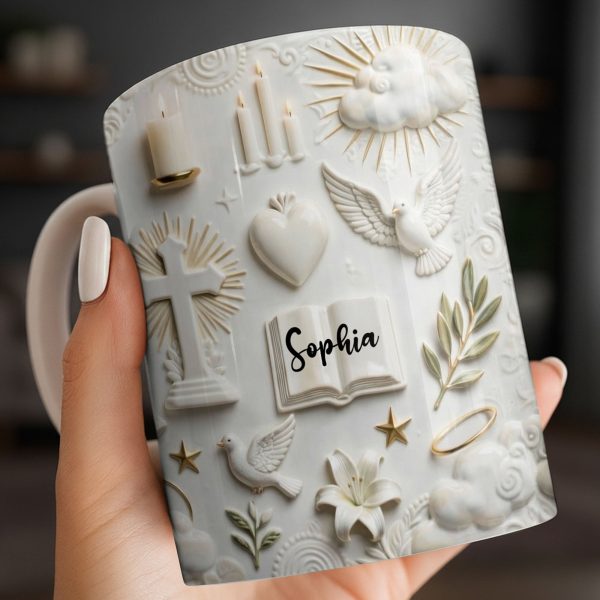 Celebrate Spirituality With Symbols Of Faith Including Cross And Dove - Personalized Custom Coffee Mug - FTH124_MG Celebrate Spirituality With Symbols Of Faith Including Cross And Dove - Personalized Custom Coffee Mug - FTH124_MG