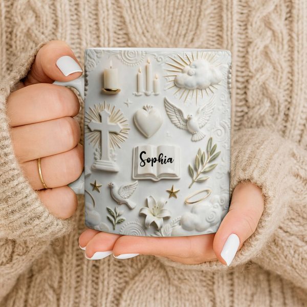 Celebrate Spirituality With Symbols Of Faith Including Cross And Dove - Personalized Custom Coffee Mug - FTH124_MG Celebrate Spirituality With Symbols Of Faith Including Cross And Dove - Personalized Custom Coffee Mug - FTH124_MG