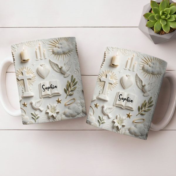 Celebrate Spirituality With Symbols Of Faith Including Cross And Dove - Personalized Custom Coffee Mug - FTH124_MG Celebrate Spirituality With Symbols Of Faith Including Cross And Dove - Personalized Custom Coffee Mug - FTH124_MG