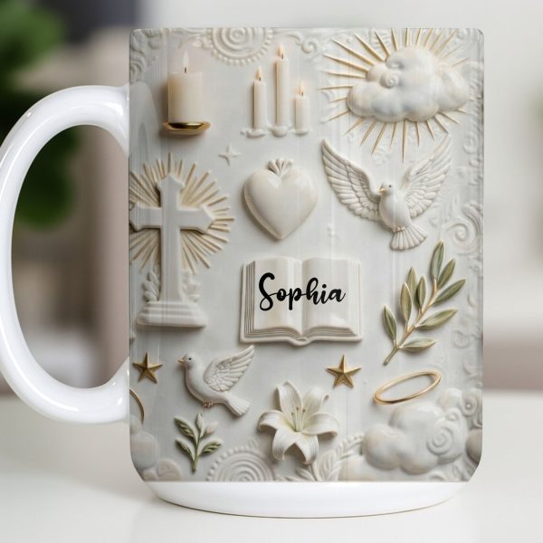 Celebrate Spirituality With Symbols Of Faith Including Cross And Dove - Personalized Custom Coffee Mug - FTH124_MG Celebrate Spirituality With Symbols Of Faith Including Cross And Dove - Personalized Custom Coffee Mug - FTH124_MG