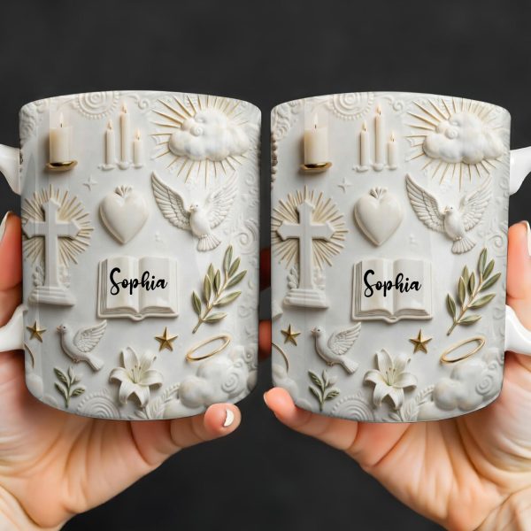 Celebrate Spirituality With Symbols Of Faith Including Cross And Dove - Personalized Custom Coffee Mug - FTH124_MG Celebrate Spirituality With Symbols Of Faith Including Cross And Dove - Personalized Custom Coffee Mug - FTH124_MG