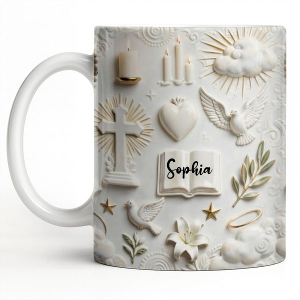 Celebrate Spirituality With Symbols Of Faith Including Cross And Dove - Personalized Custom Coffee Mug - FTH124_MG Celebrate Spirituality With Symbols Of Faith Including Cross And Dove - Personalized Custom Coffee Mug - FTH124_MG