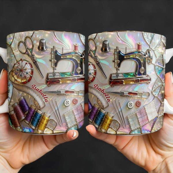 Celebrate The Art Of Crafting With Essential Sewing Tools Design - Personalized Custom Coffee Mug - JBS043_MG Celebrate The Art Of Crafting With Essential Sewing Tools Design - Personalized Custom Coffee Mug - JBS043_MG