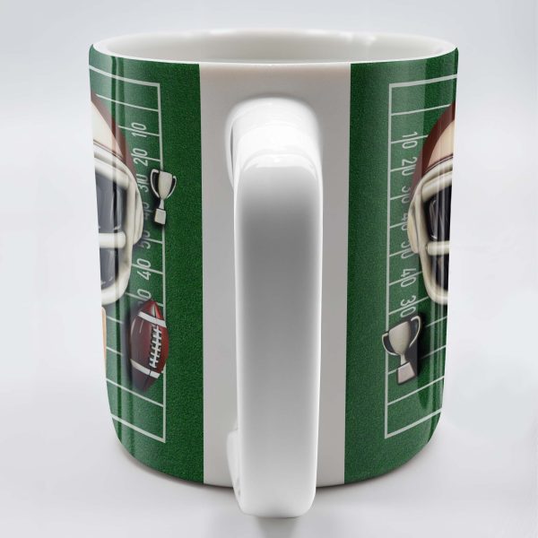 Celebrate the Best Coach with this Football Helmet, Football and Trophy - Personalized Custom Coffee Mug - TEACH005_MG