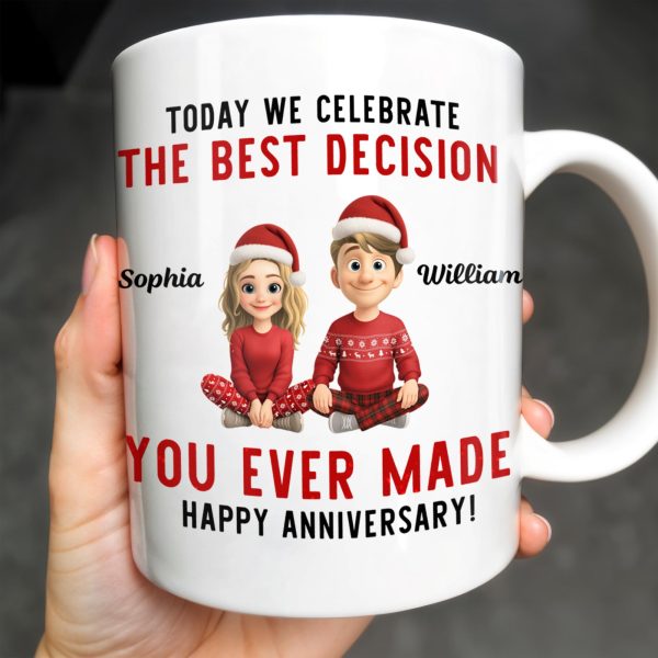 Celebrate The Best Decision, Happy Anniversary With Santa Hats - Personalized Custom Coffee Mug - CPL660_MG