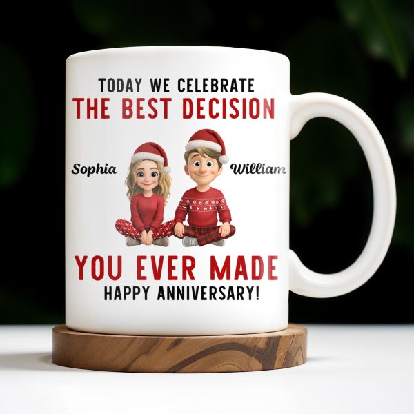Celebrate The Best Decision, Happy Anniversary With Santa Hats - Personalized Custom Coffee Mug - CPL660_MG