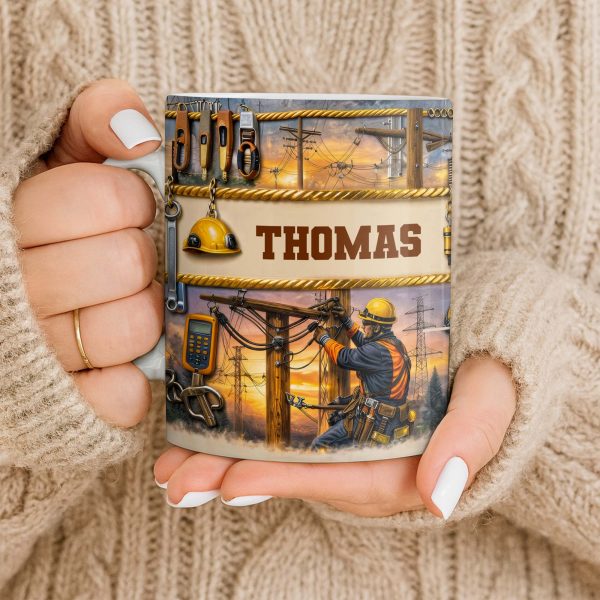 Celebrate The Hardworking Lineman, Utility Pole Design - Personalized Custom Coffee Mug - JBS106_MG Celebrate The Hardworking Lineman, Utility Pole Design - Personalized Custom Coffee Mug - JBS106_MG