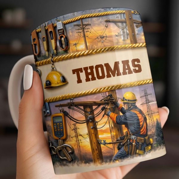 Celebrate The Hardworking Lineman, Utility Pole Design - Personalized Custom Coffee Mug - JBS106_MG Celebrate The Hardworking Lineman, Utility Pole Design - Personalized Custom Coffee Mug - JBS106_MG