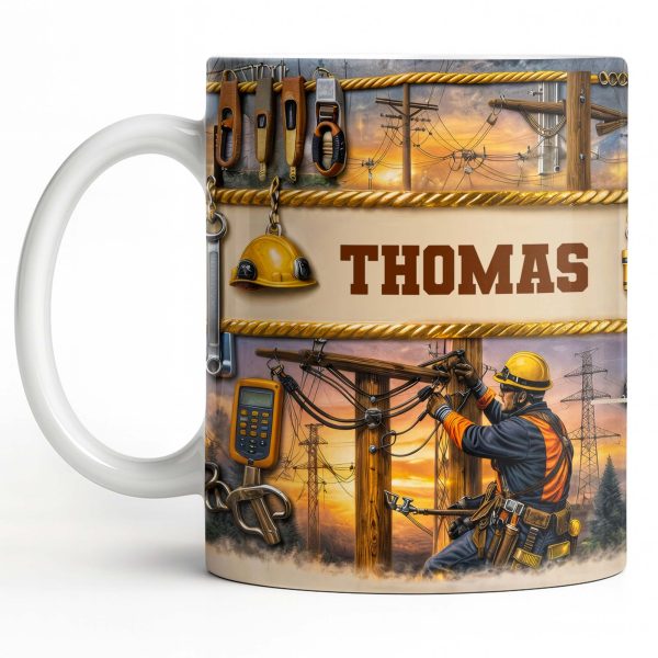 Celebrate The Hardworking Lineman, Utility Pole Design - Personalized Custom Coffee Mug - JBS106_MG Celebrate The Hardworking Lineman, Utility Pole Design - Personalized Custom Coffee Mug - JBS106_MG