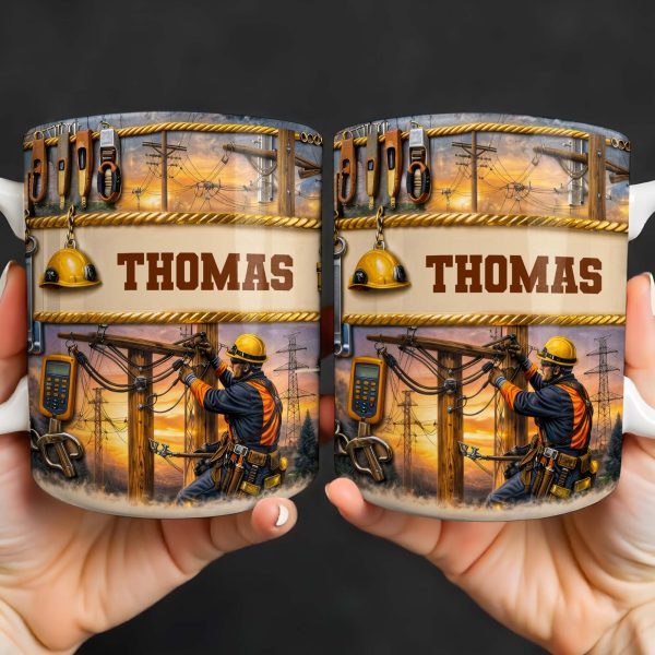 Celebrate The Hardworking Lineman, Utility Pole Design - Personalized Custom Coffee Mug - JBS106_MG Celebrate The Hardworking Lineman, Utility Pole Design - Personalized Custom Coffee Mug - JBS106_MG