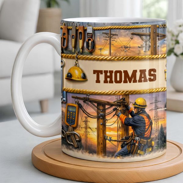 Celebrate The Hardworking Lineman, Utility Pole Design - Personalized Custom Coffee Mug - JBS106_MG Celebrate The Hardworking Lineman, Utility Pole Design - Personalized Custom Coffee Mug - JBS106_MG