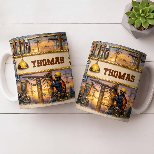 Celebrate The Hardworking Lineman, Utility Pole Design - Personalized Custom Coffee Mug - JBS106_MG Celebrate The Hardworking Lineman, Utility Pole Design - Personalized Custom Coffee Mug - JBS106_MG