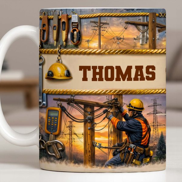 Celebrate The Hardworking Lineman, Utility Pole Design - Personalized Custom Coffee Mug - JBS106_MG Celebrate The Hardworking Lineman, Utility Pole Design - Personalized Custom Coffee Mug - JBS106_MG