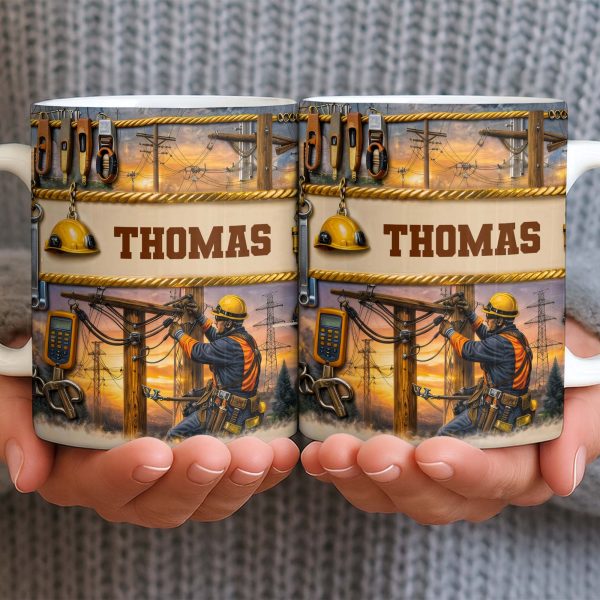 Celebrate The Hardworking Lineman, Utility Pole Design - Personalized Custom Coffee Mug - JBS106_MG Celebrate The Hardworking Lineman, Utility Pole Design - Personalized Custom Coffee Mug - JBS106_MG
