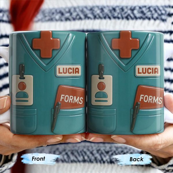 Celebrate the Heart of Healthcare, Nurse Scrubs and Medical Cross - Personalized Custom Coffee Mug - OFW010_MG