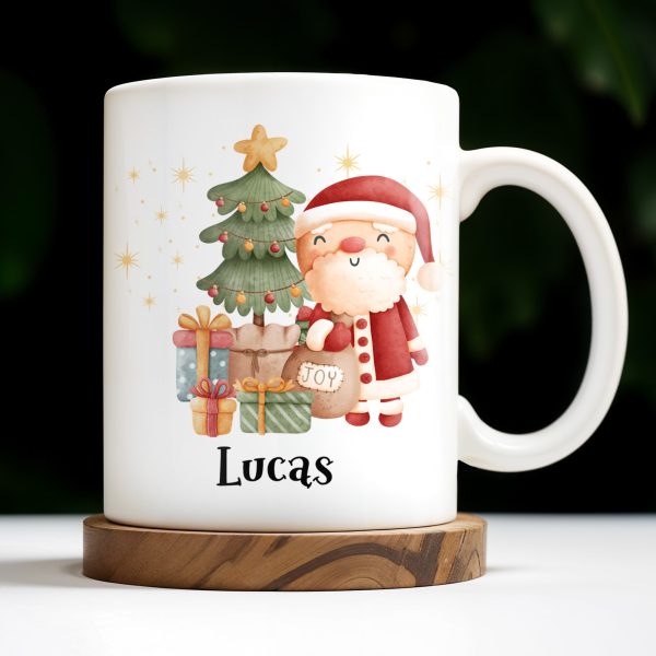 Celebrate The Joy Of The Holiday Season With Santa And Christmas Tree - Personalized Custom Coffee Mug - KID482_MG Celebrate The Joy Of The Holiday Season With Santa And Christmas Tree - Personalized Custom Coffee Mug - KID482_MG