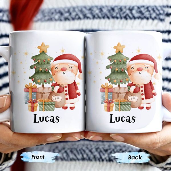 Celebrate The Joy Of The Holiday Season With Santa And Christmas Tree - Personalized Custom Coffee Mug - KID482_MG Celebrate The Joy Of The Holiday Season With Santa And Christmas Tree - Personalized Custom Coffee Mug - KID482_MG