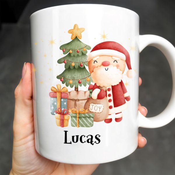 Celebrate The Joy Of The Holiday Season With Santa And Christmas Tree - Personalized Custom Coffee Mug - KID482_MG Celebrate The Joy Of The Holiday Season With Santa And Christmas Tree - Personalized Custom Coffee Mug - KID482_MG