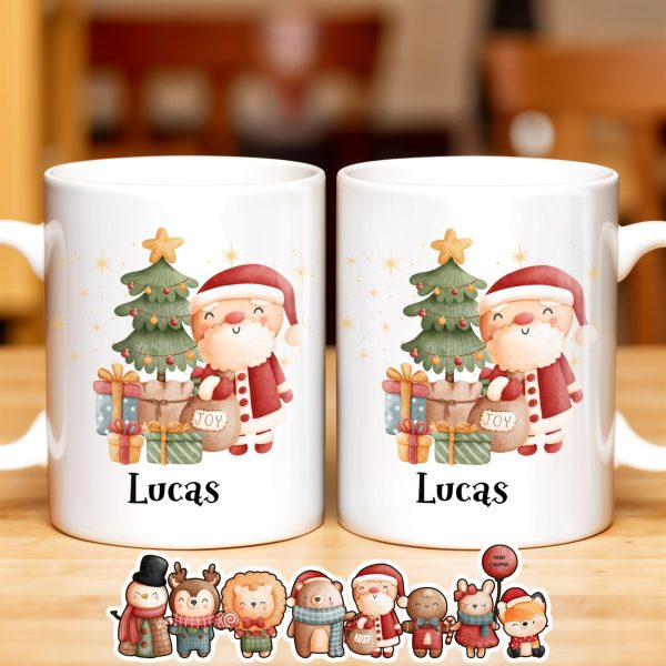 Celebrate The Joy Of The Holiday Season With Santa And Christmas Tree - Personalized Custom Coffee Mug - KID482_MG Celebrate The Joy Of The Holiday Season With Santa And Christmas Tree - Personalized Custom Coffee Mug - KID482_MG