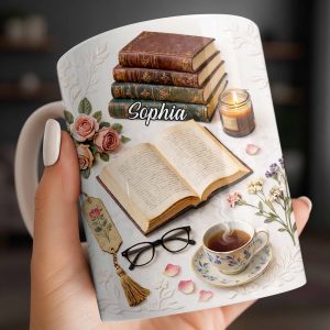 Celebrate The Love For Reading With Books And A Cozy Scene - Personalized Custom Coffee Mug - BLV081_MG