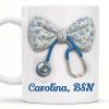 Celebrate Those Who Care, Floral Bow and Stethoscope - Personalized Custom Coffee Mug - NUR007_MG Celebrate Those Who Care, Floral Bow and Stethoscope - Personalized Custom Coffee Mug - NUR007_MG