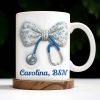 Celebrate Those Who Care, Floral Bow and Stethoscope - Personalized Custom Coffee Mug - NUR007_MG Celebrate Those Who Care, Floral Bow and Stethoscope - Personalized Custom Coffee Mug - NUR007_MG