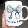 Celebrate Those Who Care, Floral Bow and Stethoscope - Personalized Custom Coffee Mug - NUR007_MG Celebrate Those Who Care, Floral Bow and Stethoscope - Personalized Custom Coffee Mug - NUR007_MG