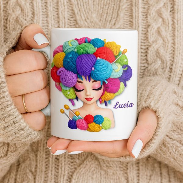 Celebrate Your Creative Spirit with Colorful Yarn and Needles - Personalized Custom Coffee Mug - HOB028_MG Celebrate Your Creative Spirit with Colorful Yarn and Needles - Personalized Custom Coffee Mug - HOB028_MG