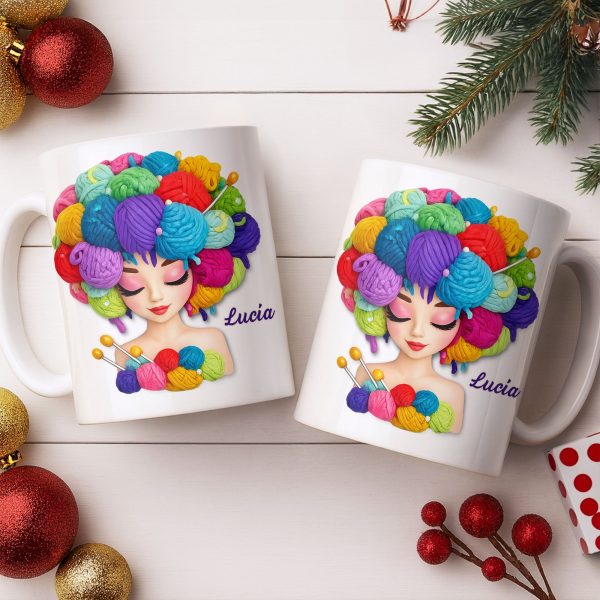 Celebrate Your Creative Spirit with Colorful Yarn and Needles - Personalized Custom Coffee Mug - HOB028_MG Celebrate Your Creative Spirit with Colorful Yarn and Needles - Personalized Custom Coffee Mug - HOB028_MG