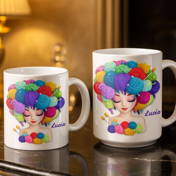 Celebrate Your Creative Spirit with Colorful Yarn and Needles - Personalized Custom Coffee Mug - HOB028_MG Celebrate Your Creative Spirit with Colorful Yarn and Needles - Personalized Custom Coffee Mug - HOB028_MG