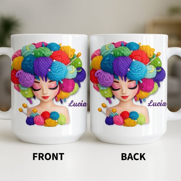 Celebrate Your Creative Spirit with Colorful Yarn and Needles - Personalized Custom Coffee Mug - HOB028_MG Celebrate Your Creative Spirit with Colorful Yarn and Needles - Personalized Custom Coffee Mug - HOB028_MG