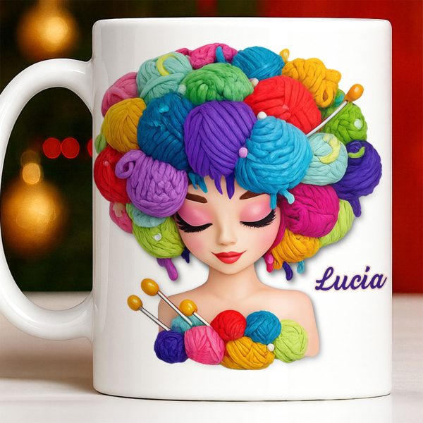 Celebrate Your Creative Spirit with Colorful Yarn and Needles - Personalized Custom Coffee Mug - HOB028_MG Celebrate Your Creative Spirit with Colorful Yarn and Needles - Personalized Custom Coffee Mug - HOB028_MG