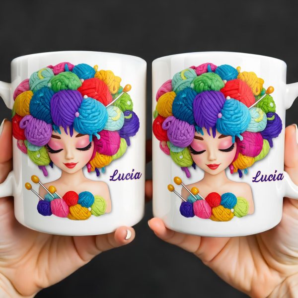 Celebrate Your Creative Spirit with Colorful Yarn and Needles - Personalized Custom Coffee Mug - HOB028_MG Celebrate Your Creative Spirit with Colorful Yarn and Needles - Personalized Custom Coffee Mug - HOB028_MG