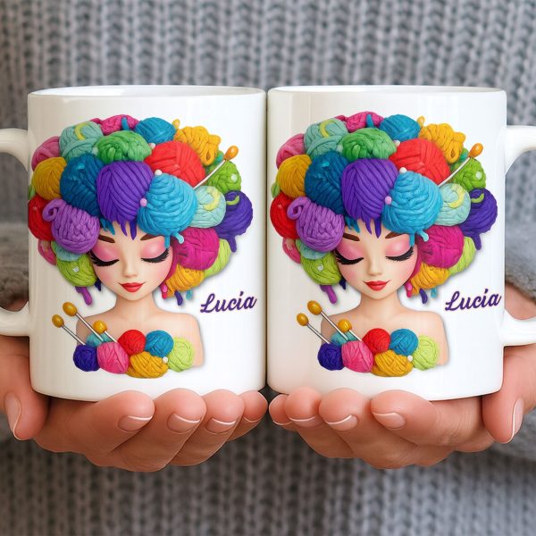 Celebrate Your Creative Spirit with Colorful Yarn and Needles - Personalized Custom Coffee Mug - HOB028_MG Celebrate Your Creative Spirit with Colorful Yarn and Needles - Personalized Custom Coffee Mug - HOB028_MG
