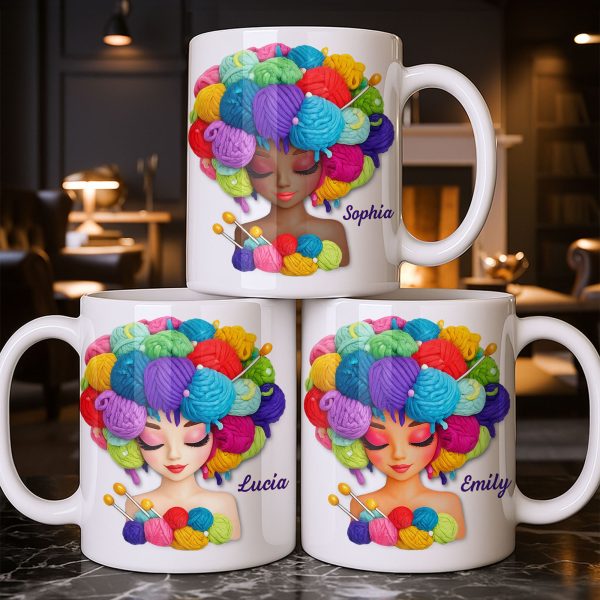 Celebrate Your Creative Spirit with Colorful Yarn and Needles - Personalized Custom Coffee Mug - HOB028_MG Celebrate Your Creative Spirit with Colorful Yarn and Needles - Personalized Custom Coffee Mug - HOB028_MG