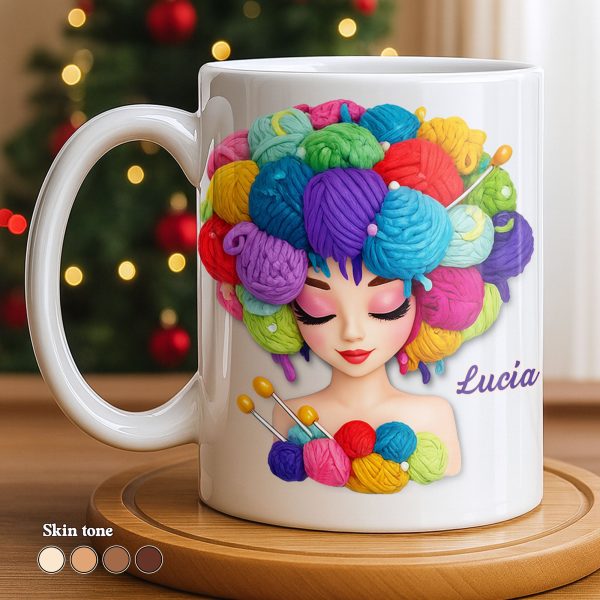 Celebrate Your Creative Spirit with Colorful Yarn and Needles - Personalized Custom Coffee Mug - HOB028_MG Celebrate Your Creative Spirit with Colorful Yarn and Needles - Personalized Custom Coffee Mug - HOB028_MG