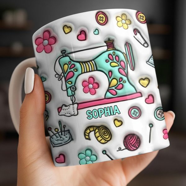 Celebrate Your Creativity With A Personalized Sewing Themed Design - Personalized Custom Coffee Mug - HOB040_MG Celebrate Your Creativity With A Personalized Sewing Themed Design - Personalized Custom Coffee Mug - HOB040_MG