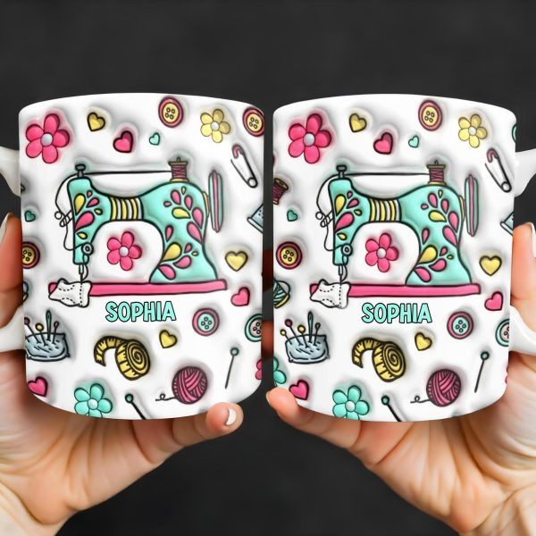 Celebrate Your Creativity With A Personalized Sewing Themed Design - Personalized Custom Coffee Mug - HOB040_MG Celebrate Your Creativity With A Personalized Sewing Themed Design - Personalized Custom Coffee Mug - HOB040_MG