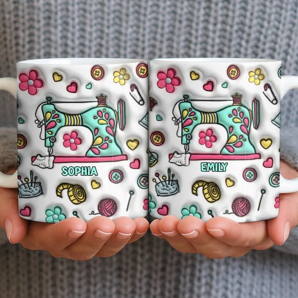 Celebrate Your Creativity With A Personalized Sewing Themed Design - Personalized Custom Coffee Mug - HOB040_MG Celebrate Your Creativity With A Personalized Sewing Themed Design - Personalized Custom Coffee Mug - HOB040_MG