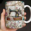 Celebrate Your Creativity With Sewing Machine And Floral Design - Personalized Custom Coffee Mug - HOB024_MG Celebrate Your Creativity With Sewing Machine And Floral Design - Personalized Custom Coffee Mug - HOB024_MG