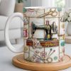 Celebrate Your Creativity With Sewing Machine And Floral Design - Personalized Custom Coffee Mug - HOB024_MG Celebrate Your Creativity With Sewing Machine And Floral Design - Personalized Custom Coffee Mug - HOB024_MG