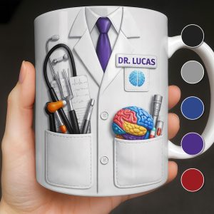 Celebrate Your Favorite Doctor With Stethoscope And Brain Model Mug - Personalized Custom Coffee Mug - DOC083_MG