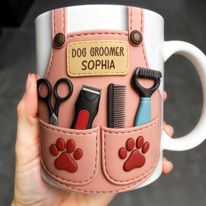Celebrate Your Favorite Dog Groomer, Scissors And Paw Prints - Personalized Custom Coffee Mug - DOG063_MG